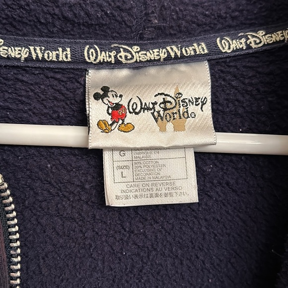 Vintage Navy Blue Disney Walt Disney World Full-Zip Hoodie Cotton-blend Large - Picture 10 of 13